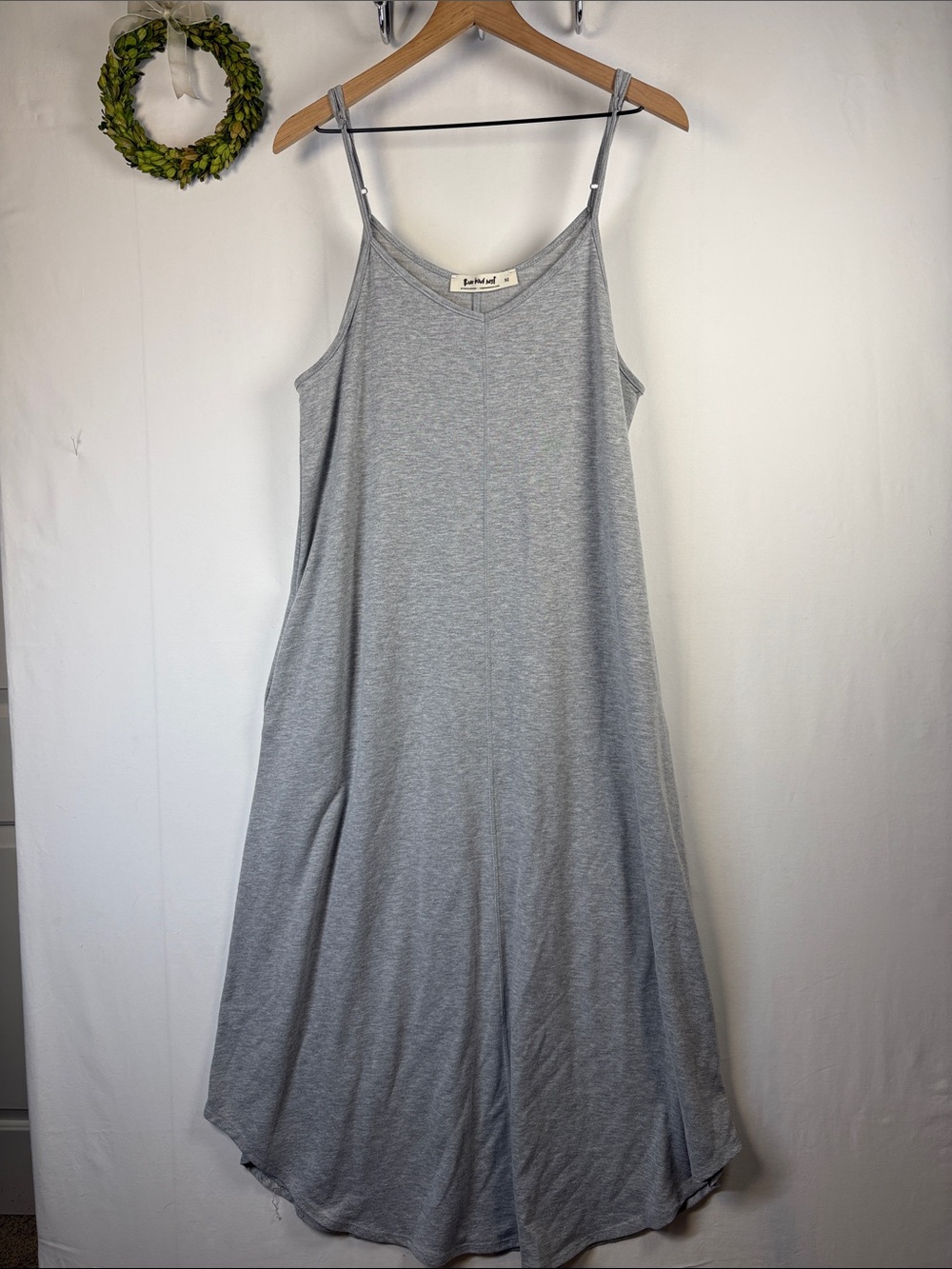 THREE BIRD NEST Perfect Round Hem Bralette Flowy Gray Maxi Dress size XL